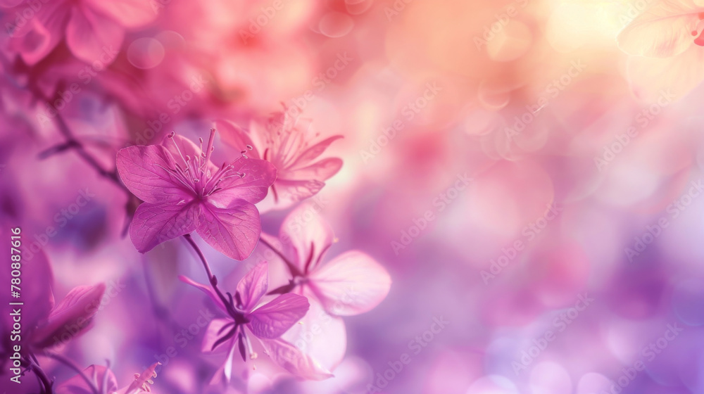 Poster Ethereal pink blooms with soft-focus spring backdrop, evoking serenity