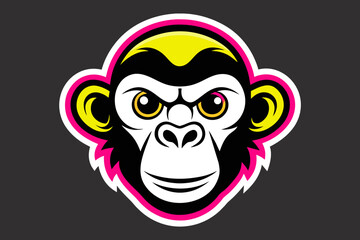 Silhouette vector design of a colorful lsticker monky head 