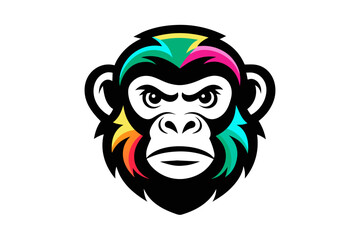 Silhouette vector design of a colorful lsticker monky head 