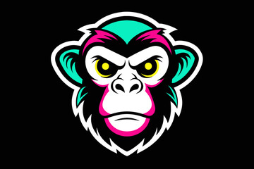 Silhouette vector design of a colorful lsticker monky head 