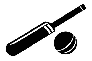 Silhouette vector design of a cricket bat and boll