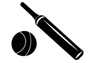 Silhouette vector design of a cricket bat and boll