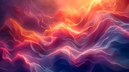Tuinposter the beauty of abstraction with a mesmerizing 3D illustration of colorful shapes that seem to dance and swirl in a hypnotic display of light and color © RANA