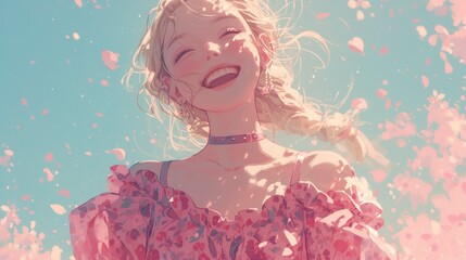 Coquette aesthetic cute happy pink girl