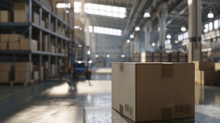 A Cardboard Box in a Warehouse