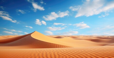 Sand dunes and blue sky. Desert landscape