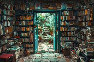 Room Filled With Books Next to Doorway