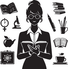 Teacher's Day silhouette vector