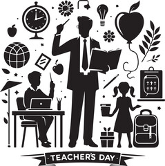 Teacher's Day silhouette vector