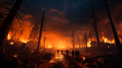 The Grim Reality of a Forest Fire - obrazy, fototapety, plakaty