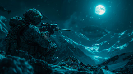 Soldier Operating Sniper Rifle