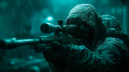 Soldier Operating Sniper Rifle