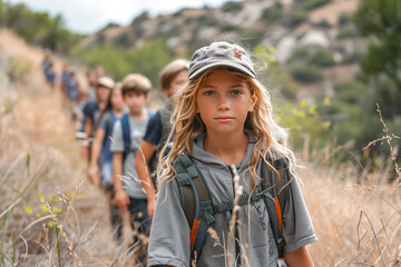 Young Children Walking Through a Field