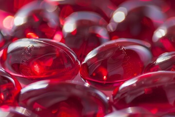 Close up of krill oil capsules