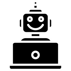 Chat Robot Laptop  Icon Element For Design