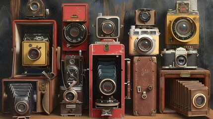 A collection of vintage cameras