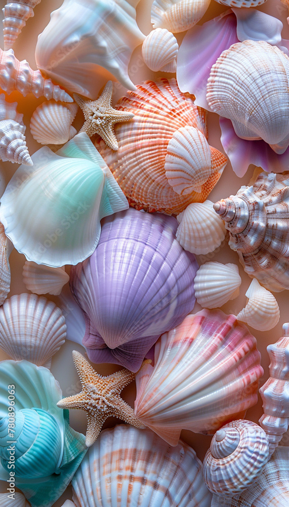 Poster vibrant seashell collection colorful display