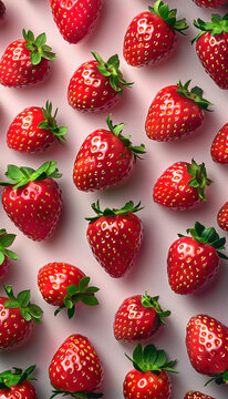 3d fresh strawberries pattern food background