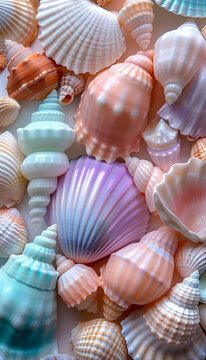 Vibrant seashell collection in natural light