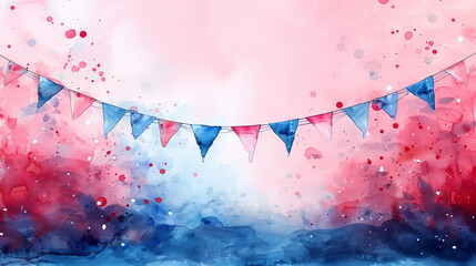 Labor day banners with watercolor flag text Copy Space, Ai generated image - Powered by Adobe