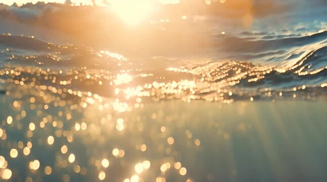 Water surface and sunlight underwater looping animation background 