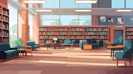 An interior design of a reading room in a public li - obrazy, fototapety, plakaty