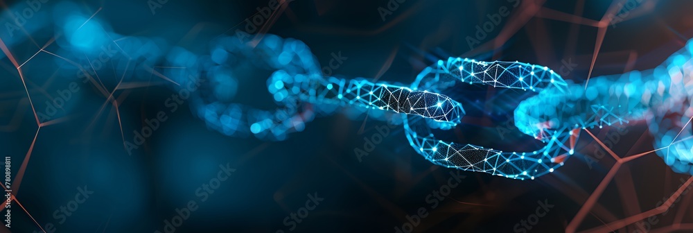 Poster abstract blockchain shape, digital chain technology.