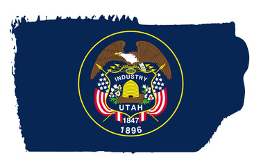 Utah state flag with palette knife paint brush strokes grunge texture design. Grunge United States brush stroke effect