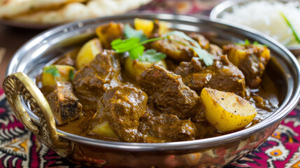 Traditional pakistani beef curry dish - obrazy, fototapety, plakaty