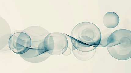 Colourful digital art with flowing waves and floating spheres.