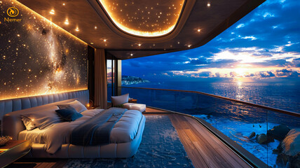 Fototapeta premium Luxury at Sea. Inside a Spectacular Cruise Ship Suite