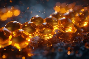 Golden yellow oil or serum, abstract background - obrazy, fototapety, plakaty