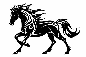 Black Silhouette Vector Design of a Horse Tattoo 