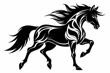 Black Silhouette Vector Design of a Horse Tattoo 