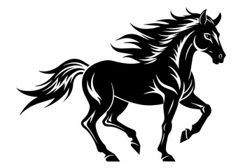 Black Silhouette Vector Design of a Horse Tattoo 