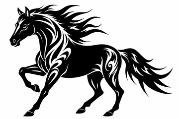 Black Silhouette Vector Design of a Horse Tattoo 