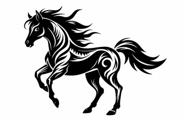 Black Silhouette Vector Design of a Horse Tattoo 