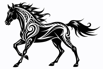 Black Silhouette Vector Design of a Horse Tattoo 