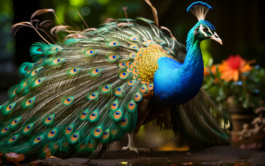 Obraz premium Elegant colourful peacock