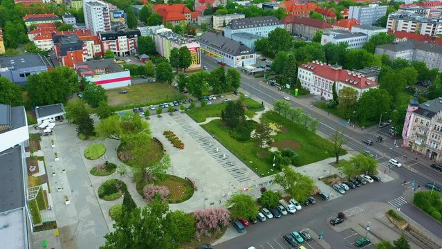 Fountain John Pawl Square Opole Plac Jana Pawla Aerial View Poland