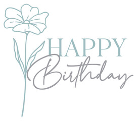 Happy Birthday With Wildflower | Floral Line Art | Celebratory Vector Illustration