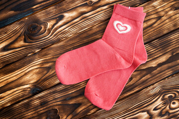 Pink Socks With Heart Design