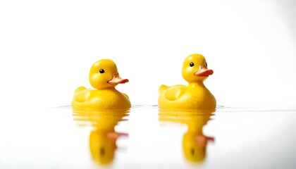 two plastic yellow duck on water background background create with ai
