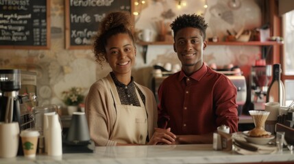 Smiling Barista Team at Café