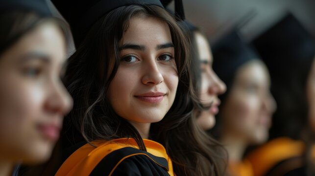 Young happy and joyful graduates. Graduation ceremony of students from prestigious universities and business schools. Generative ai