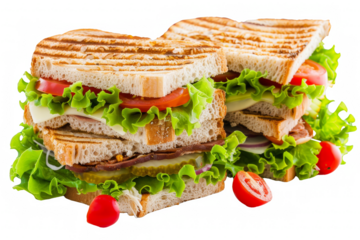 Sliced Sandwich With Lettuce and Tomatoes
