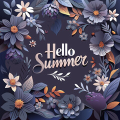 Fototapeta na wymiar Hello summer abstract background, summer sale banner, poster design. Vector illustration, Generative AI