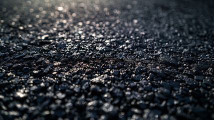 Close-Up of Wet Asphalt Road