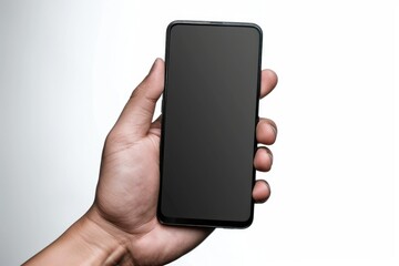 Modern smart phone in hand Isolated on background.