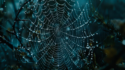 Dew Drops Adorning a Morning Spider Web